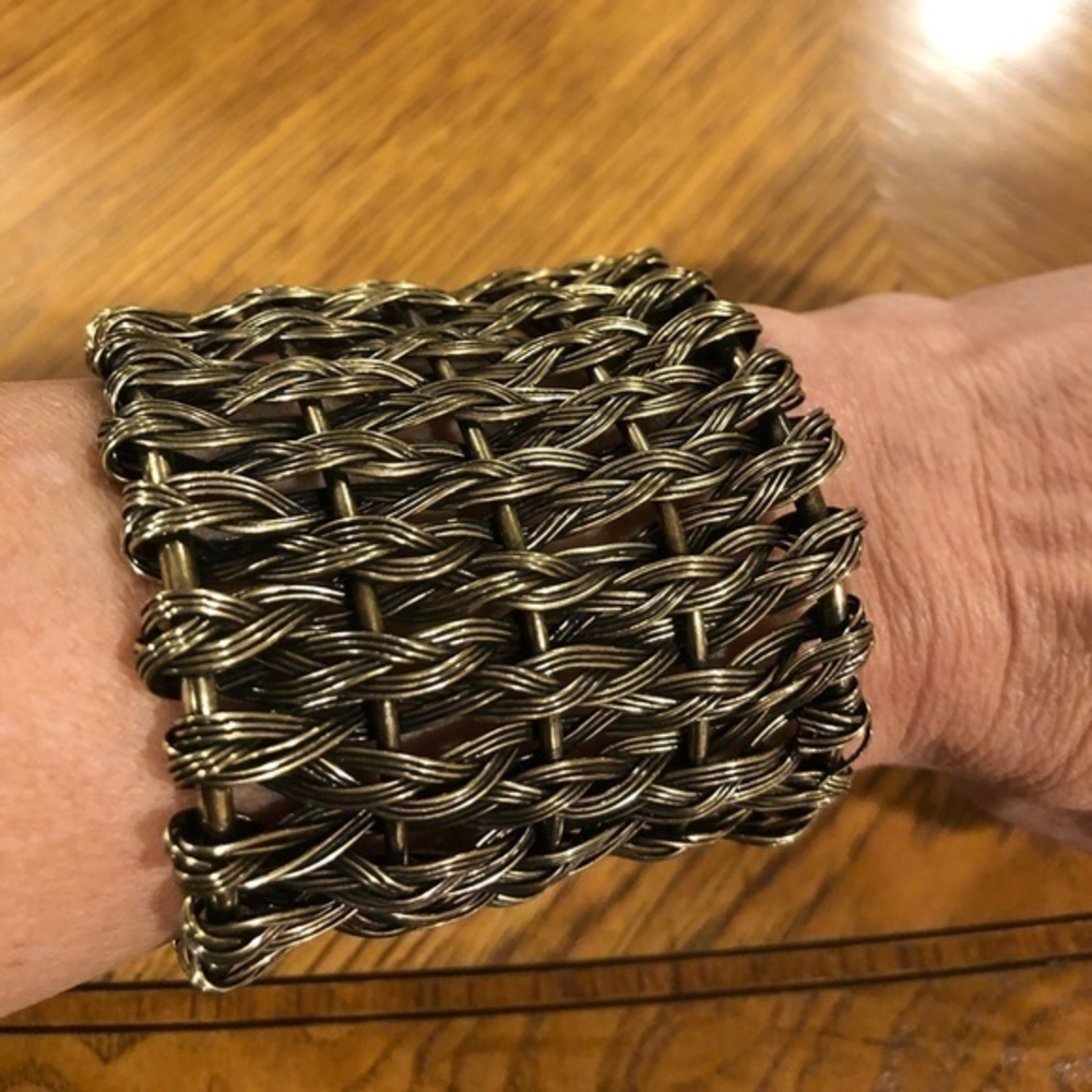 Gold braided cuff- costume jewelry